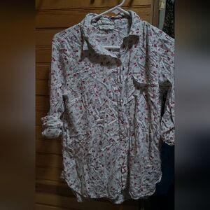 beachlunchlounge White and Red Floral Men's Shirt